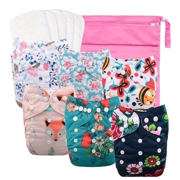 Babygoal Girls Reuseable Cloth Diaper Covers with Inserts Pack of 6 New - Picture 1 of 4